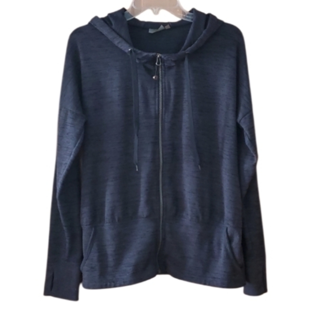 Athleta Batwing & Robin Charcoal Gray‎ Black Zip Lightweight Jacket Size Medium